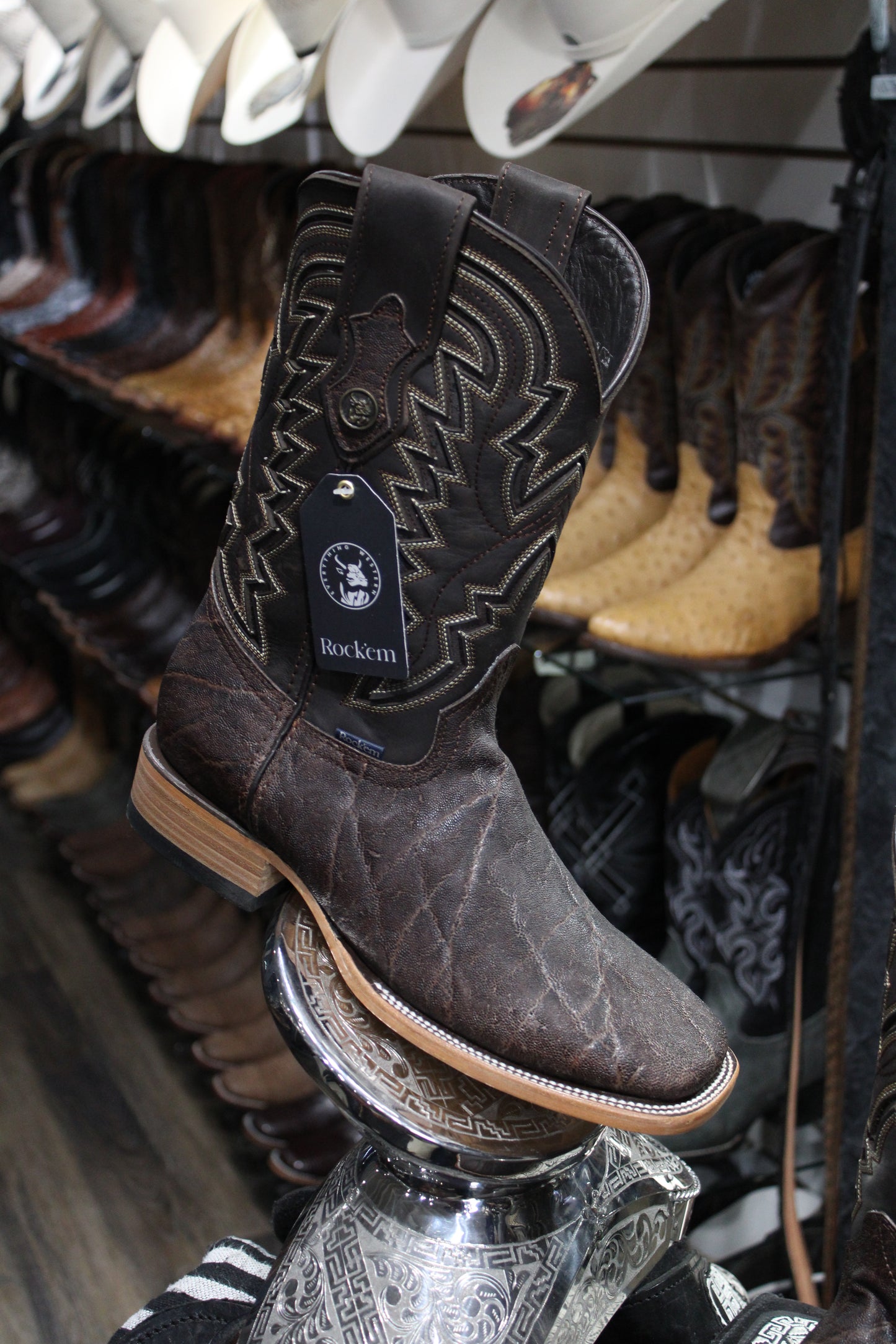 Elephant Square Toe Cowboy Boot - Cafe