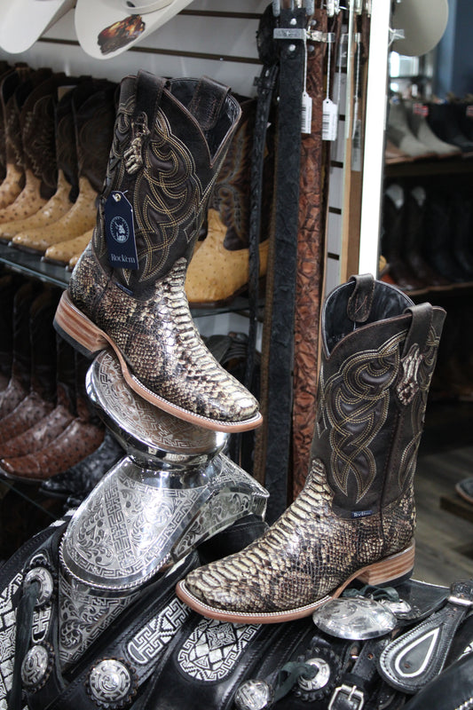 Python Square Toe Cowboy Boot - Choco