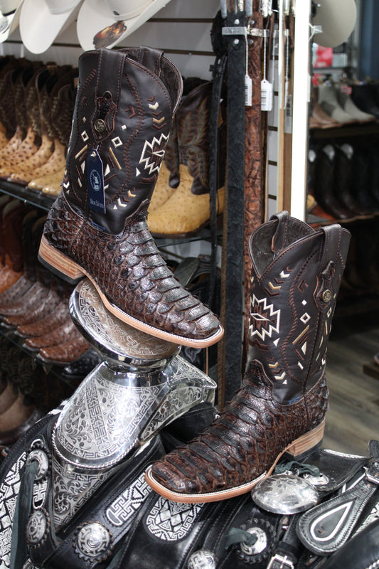 Clone Python Square Toe Cowboy Boot - Cafe