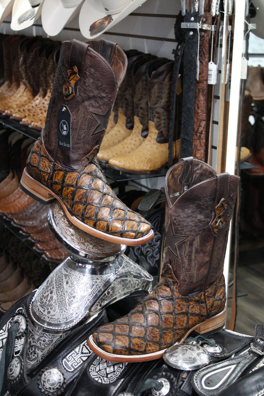 Clone Fish Pirarucu Square Toe Cowboy Boot - Conag