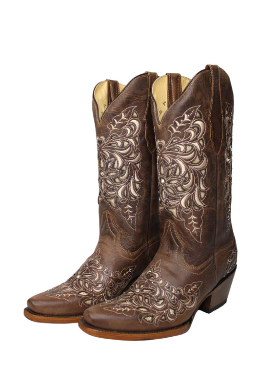 Country Snip Toe Cowgirl Boot - Honey