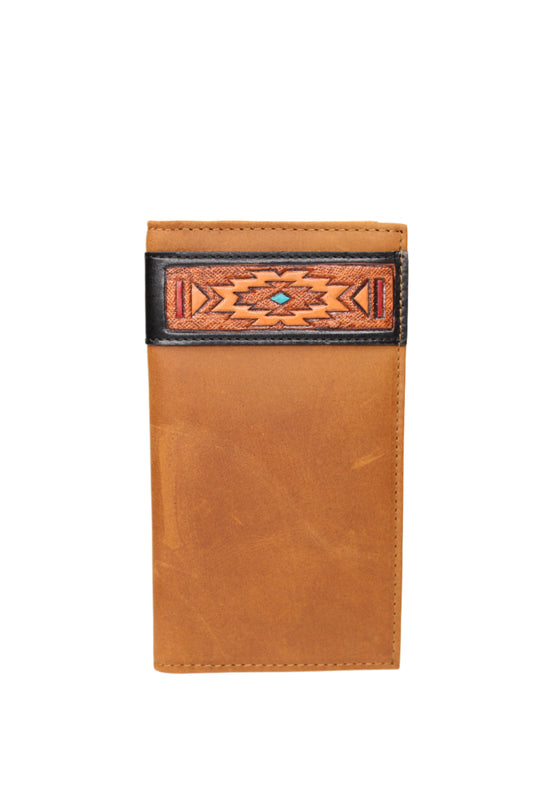 Ariat Mens Rodeo Style Wallet Southwestern Aged Bark
