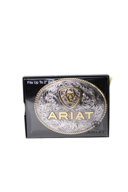 Ariat Large Oval Rope Edge Buckle Silver Gold