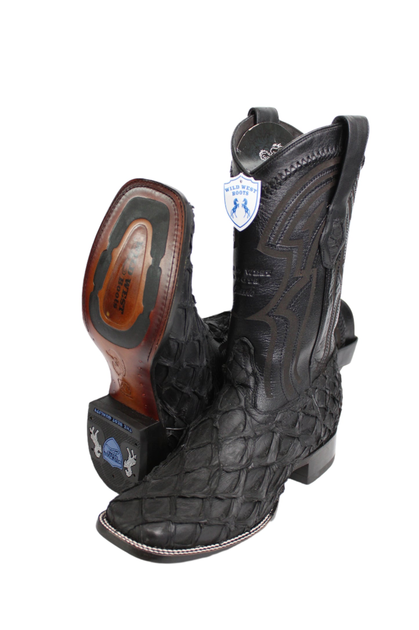 Wild West Boots - Exotic Fish Matte Black