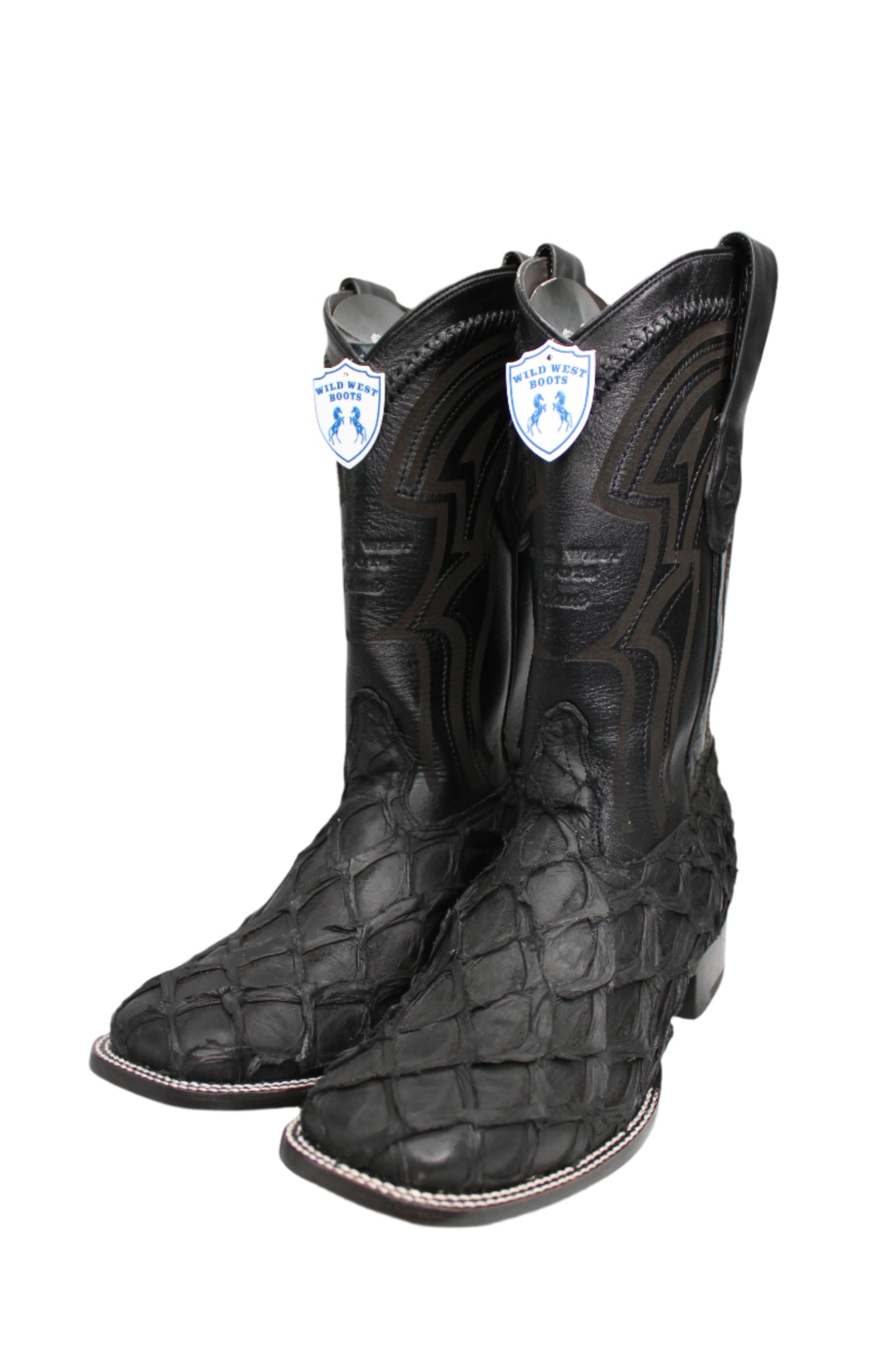 Wild West Boots - Exotic Fish Matte Black