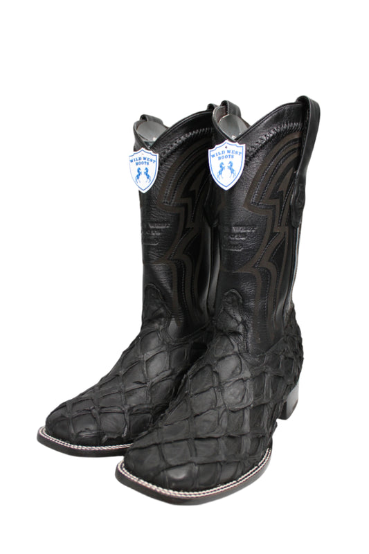 Wild West Boots - Exotic Fish Matte Black