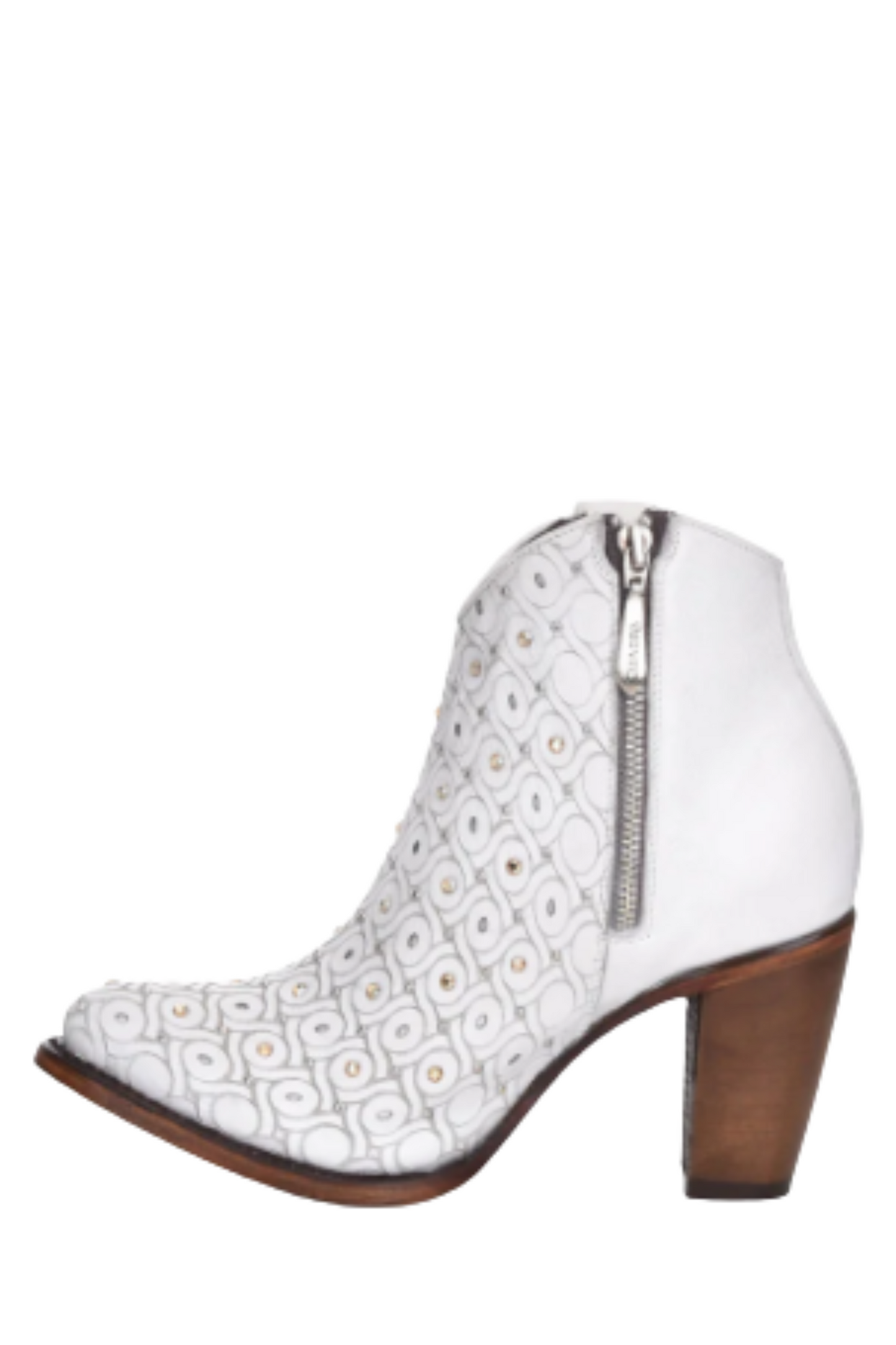 Ankle White Bootie With Crystals