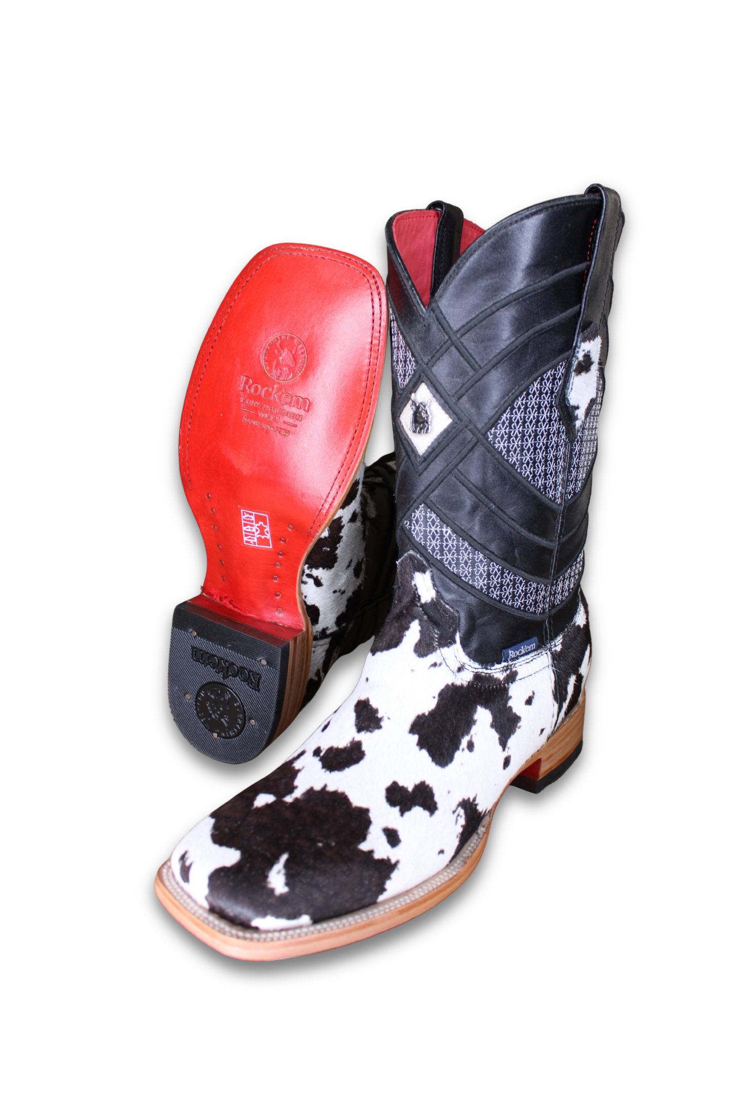 Cattleman Cowhide Red Bottom Square Toe Cowboy Boot Size 8