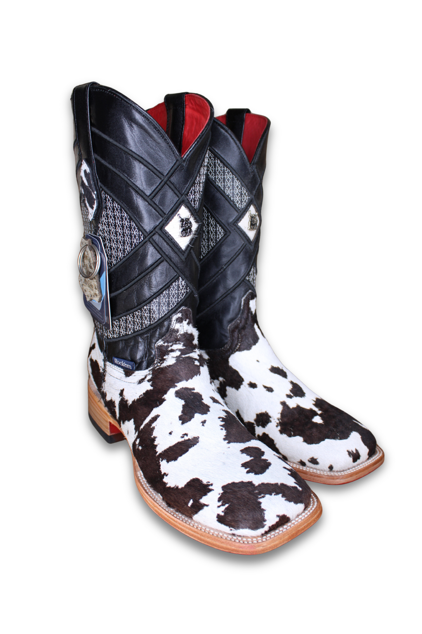 Cattleman Cowhide Red Bottom Square Toe Cowboy Boot Size 8