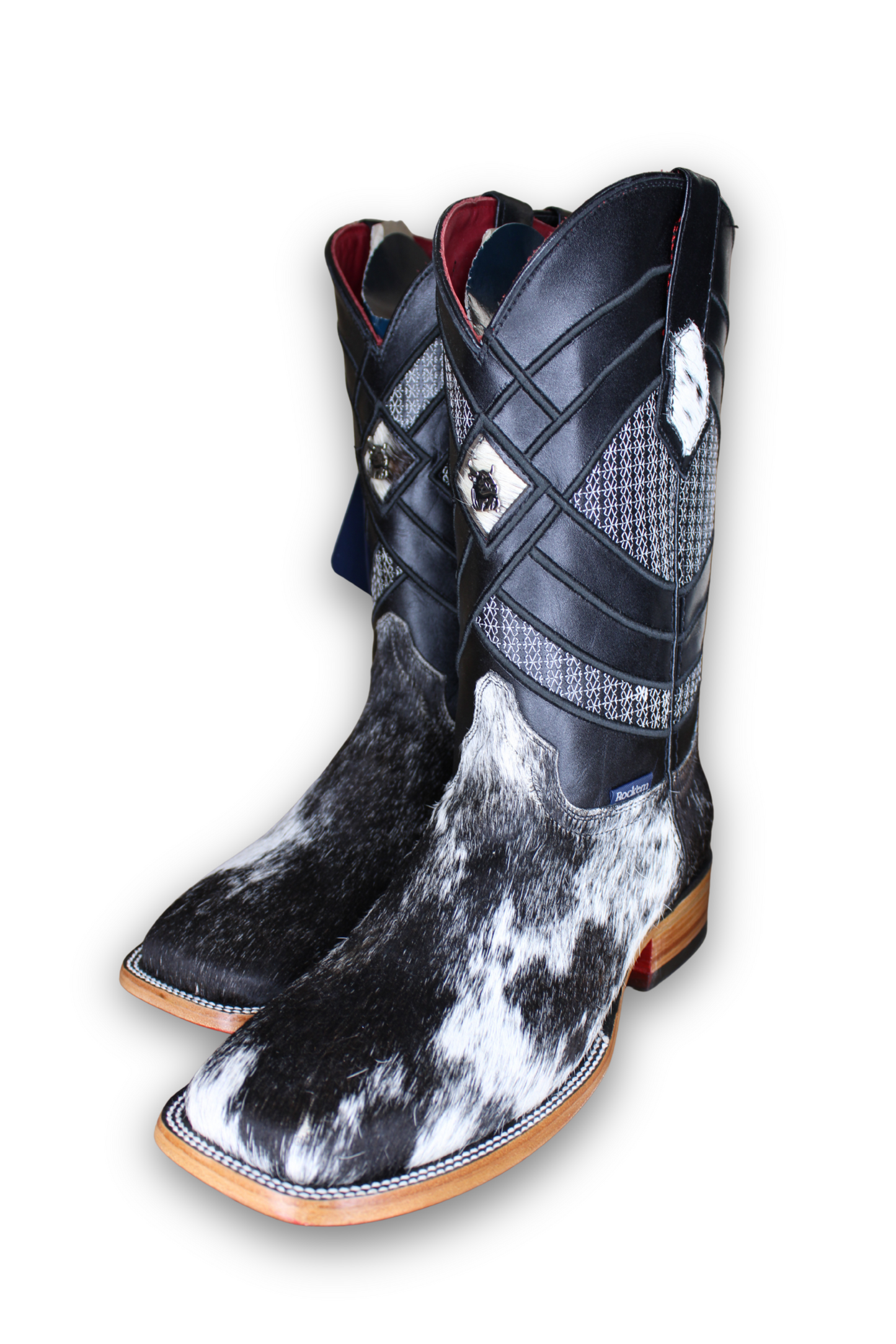 Cattleman Cowhide Red Bottom Square Toe Cowboy Boot Size 9.5
