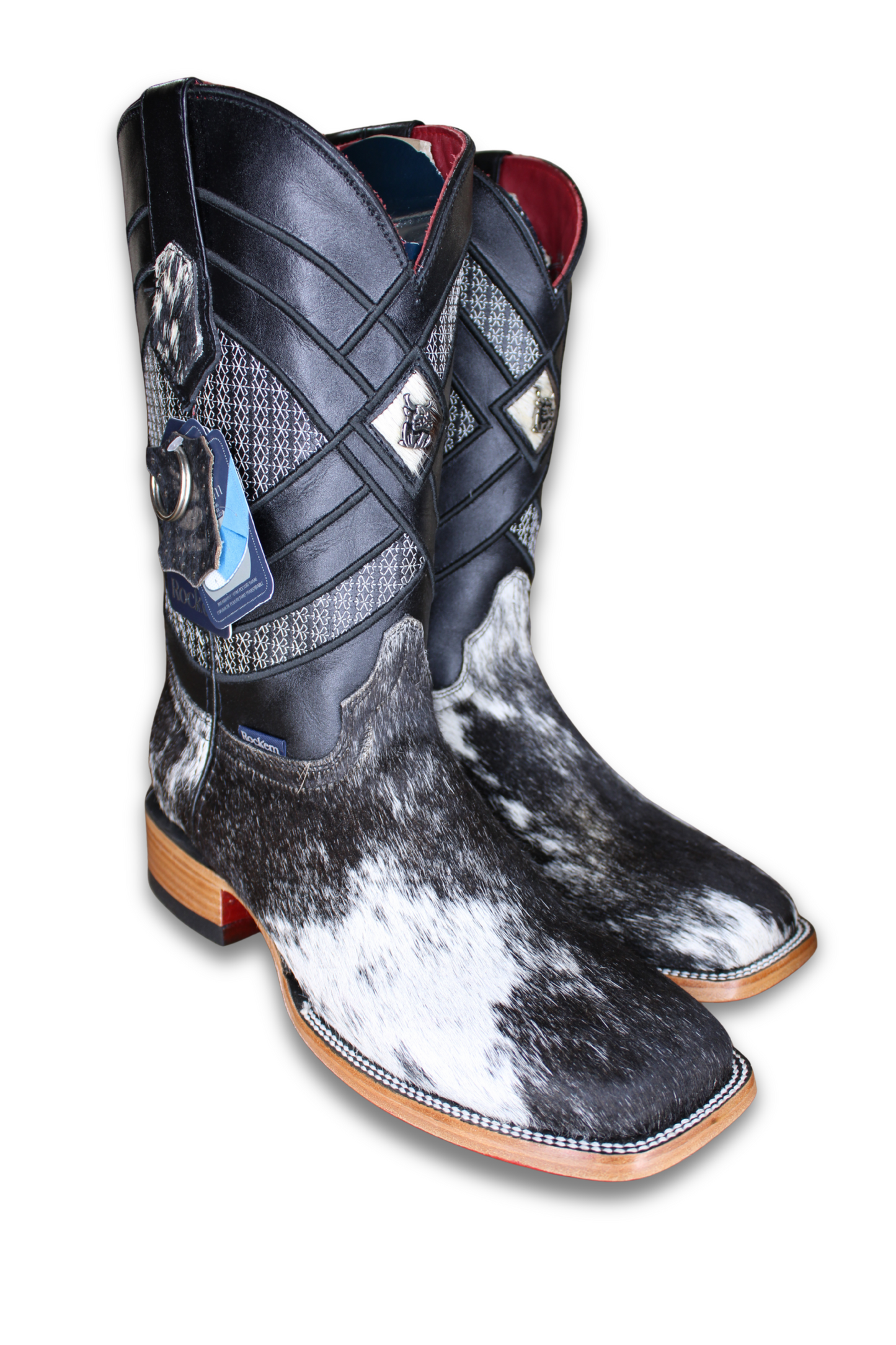 Cattleman Cowhide Red Bottom Square Toe Cowboy Boot Size 9.5