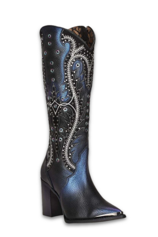 Tall Western Style Blued Boot