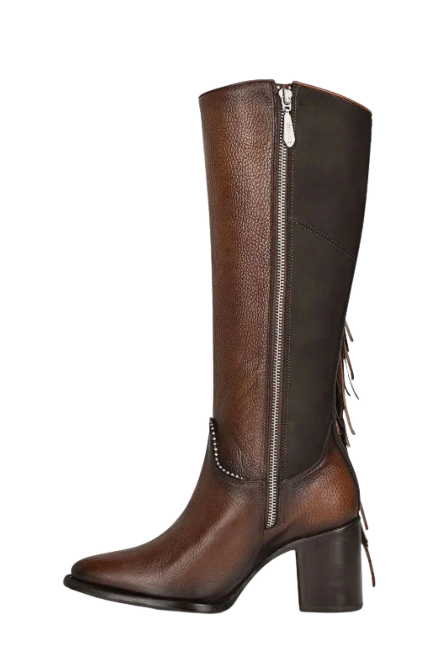 Braided Brown Leather Knee High Boots