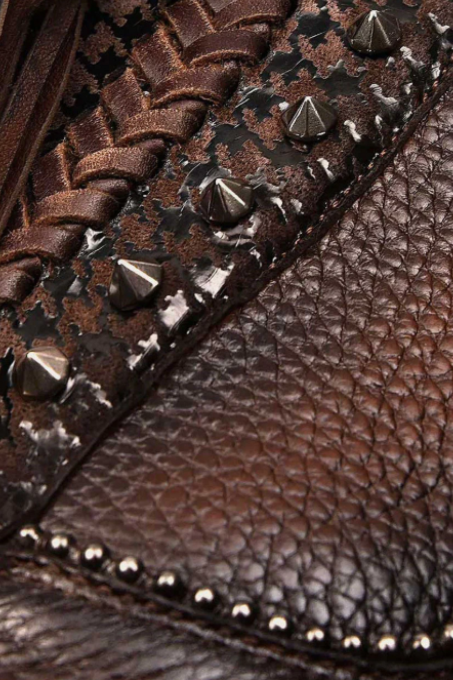Braided Brown Leather Knee High Boots