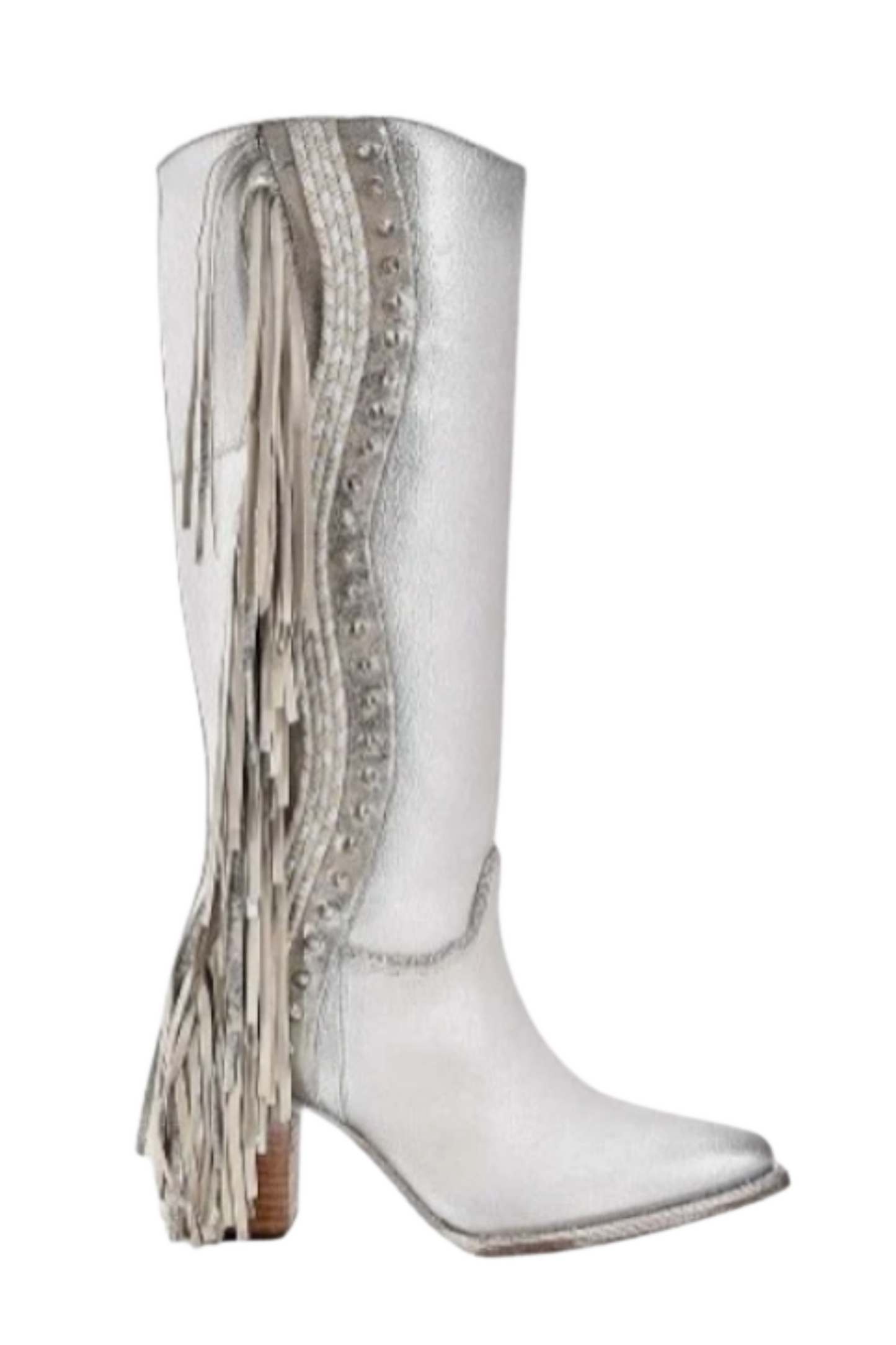 Braided White Leather Knee High Boots