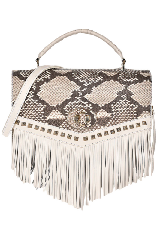 White Exotic Flap Handbag