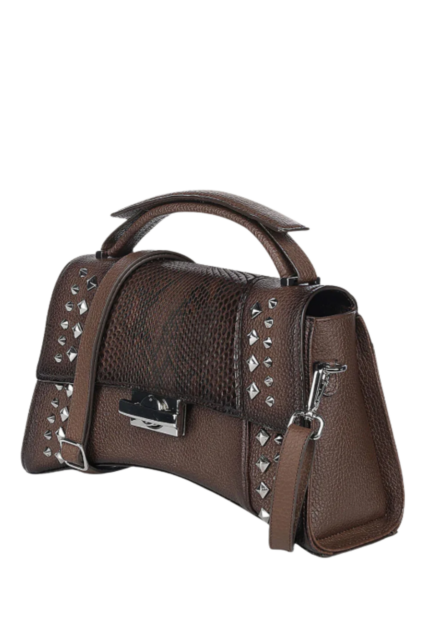 Brown Python Top Handle Handbag