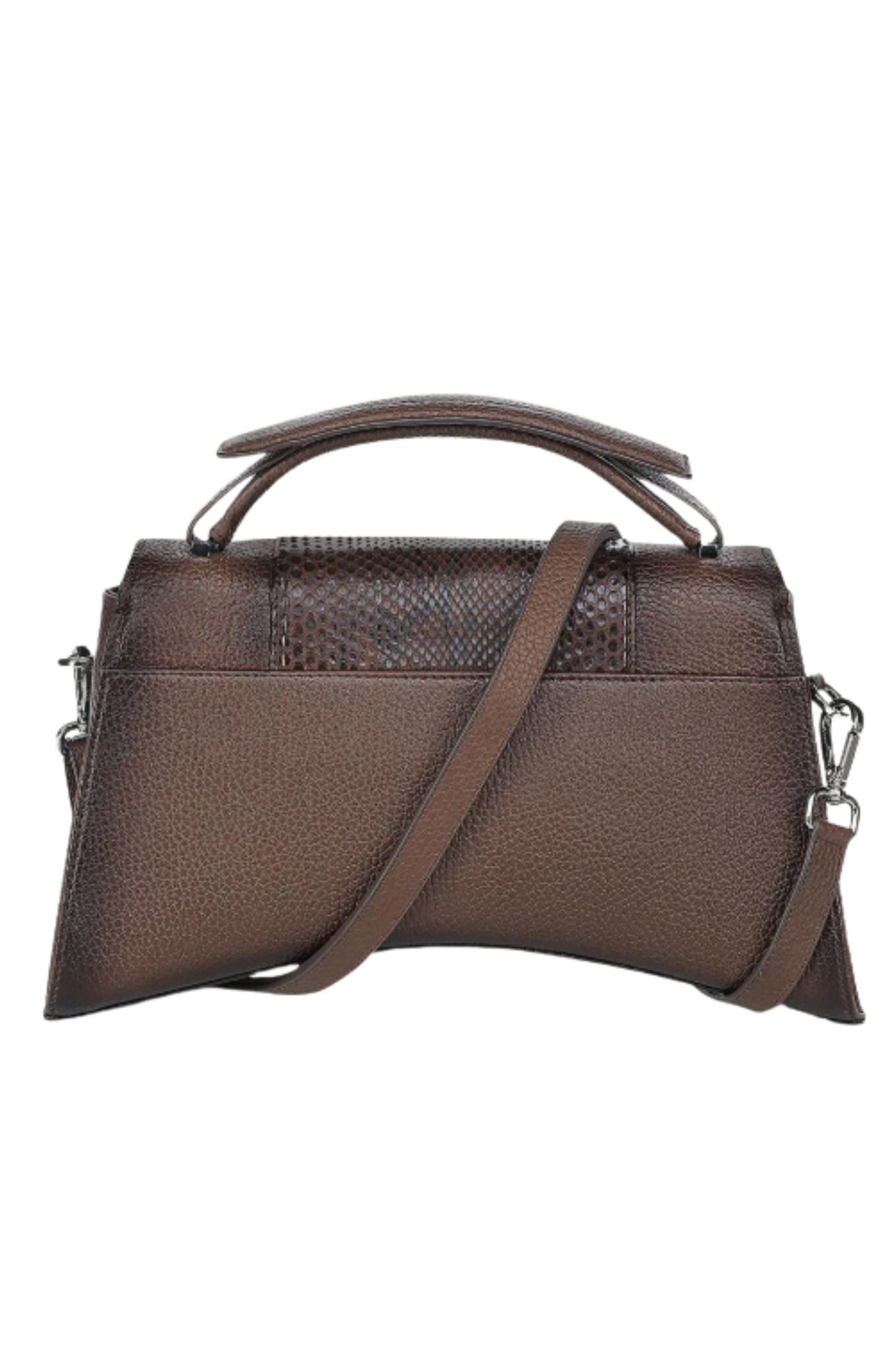 Brown Python Top Handle Handbag