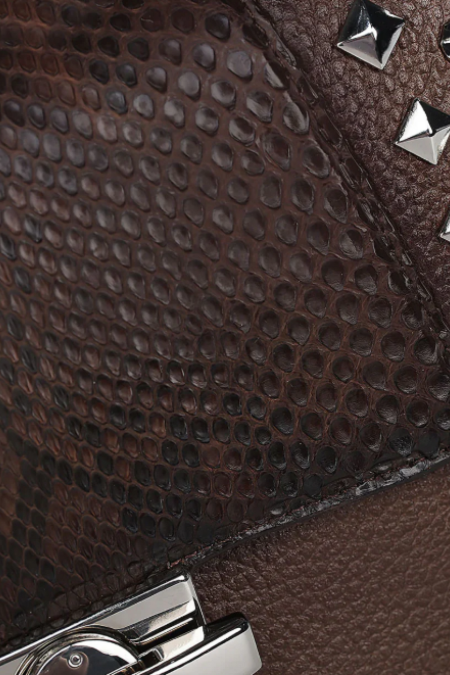 Brown Python Top Handle Handbag