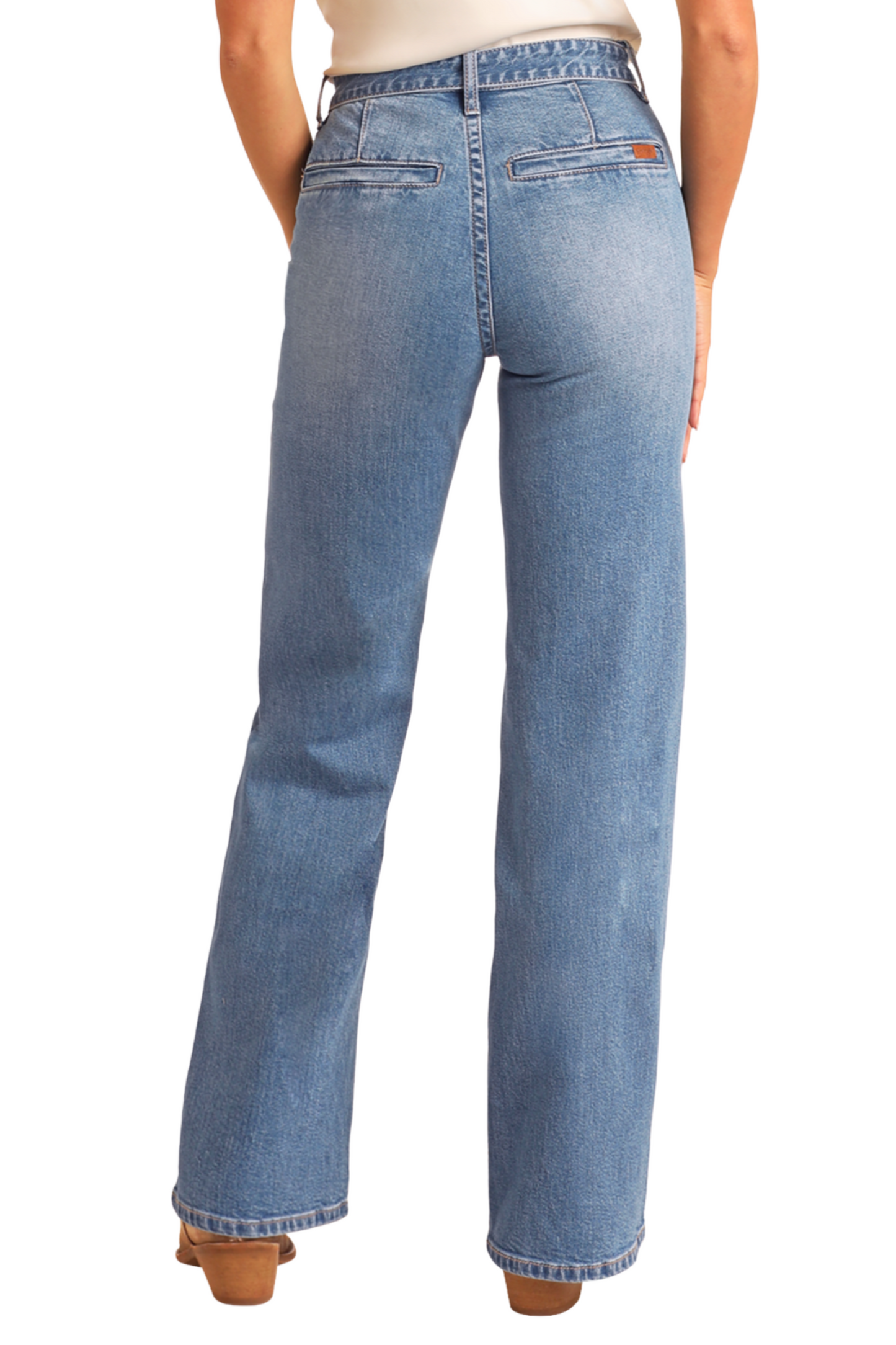 High Rise Belted Relaxed Flare Jeans