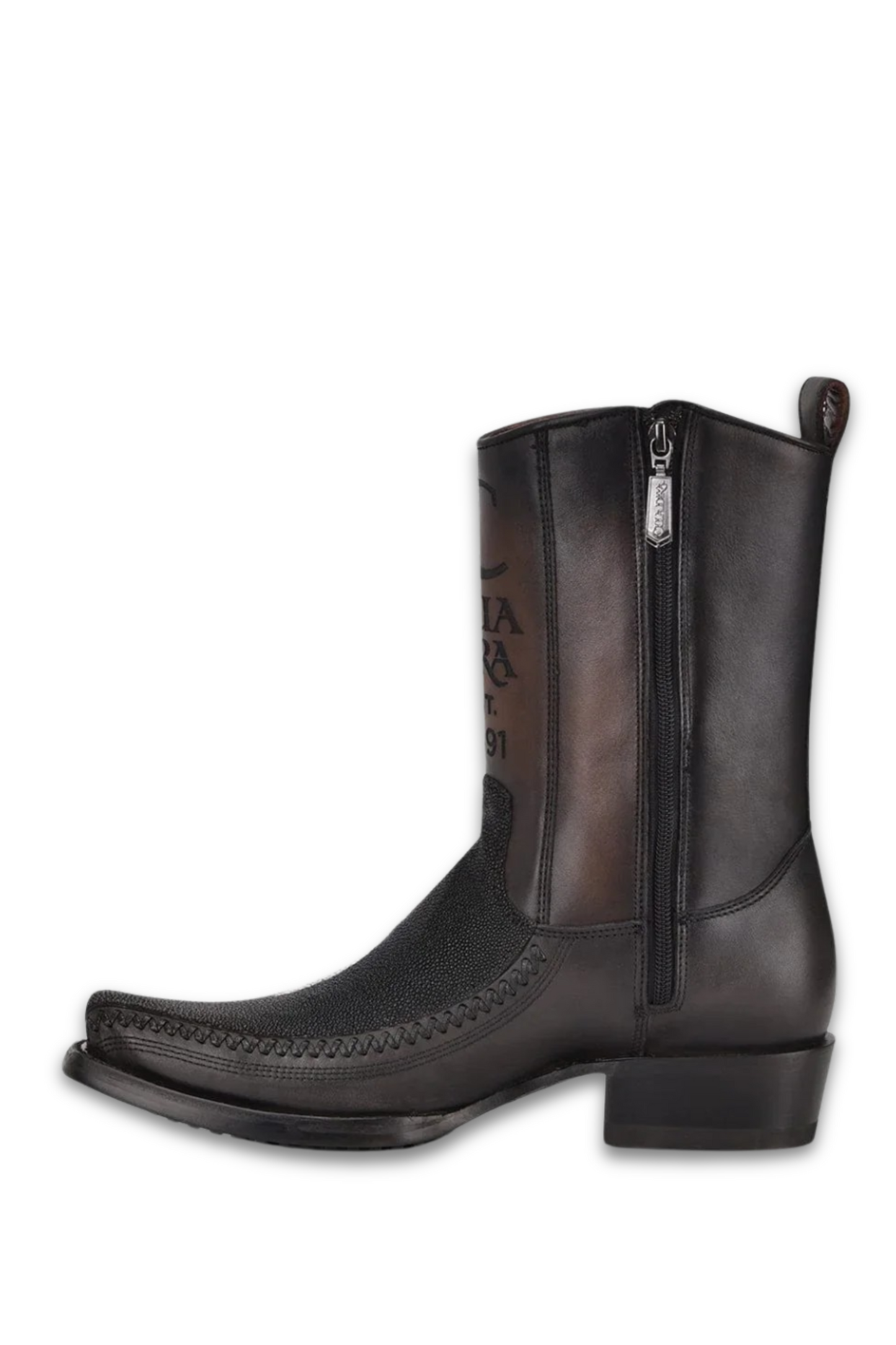 Engraved Black Stingray Cowboy Boot
