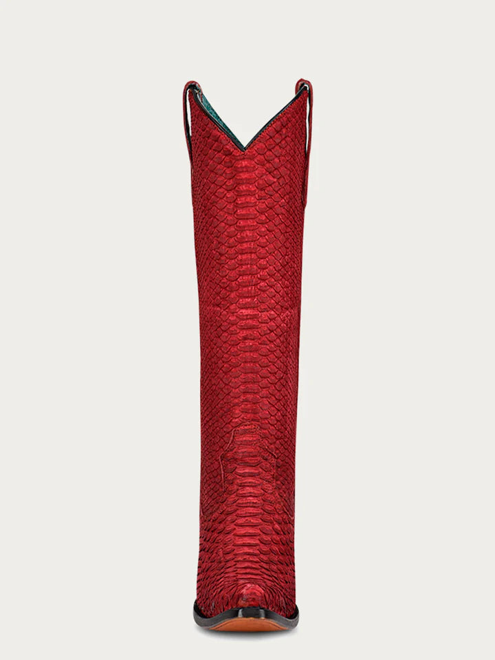 A4194 - WOMEN'S GENUINE RED FULL PYTHON SNIP TOE TALL TOP COWBOY BOOT ...
