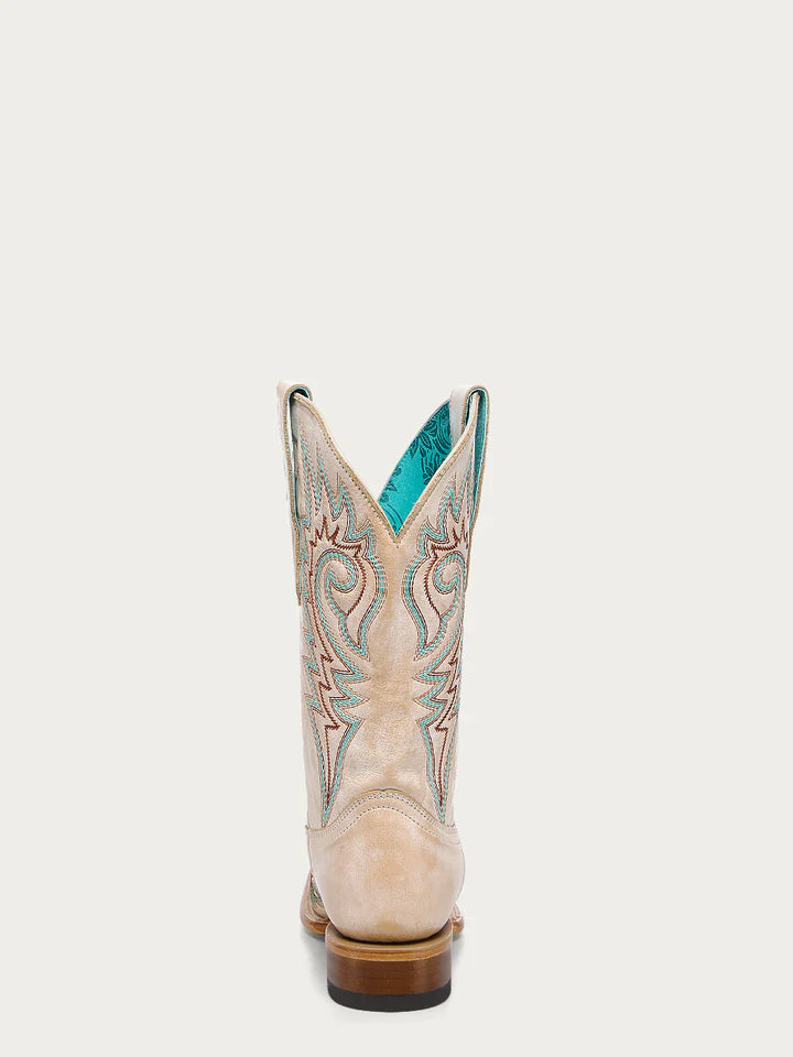 Z5444 - WOMEN'S BLUE AND RED EMBROIDERY BONE SQUARE TOE COWBOY BOOT
