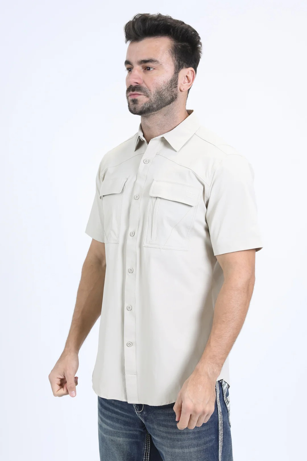Mens Performance Classic Fit Short Sleeve Stone Shirt