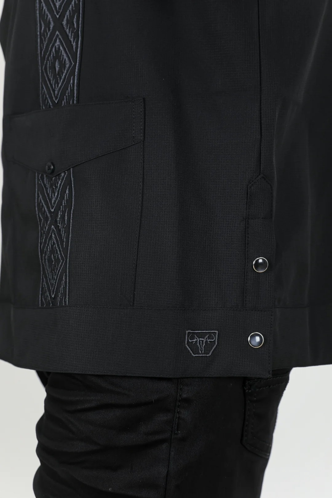 Men's Modern Black GUAYABERA Shirt