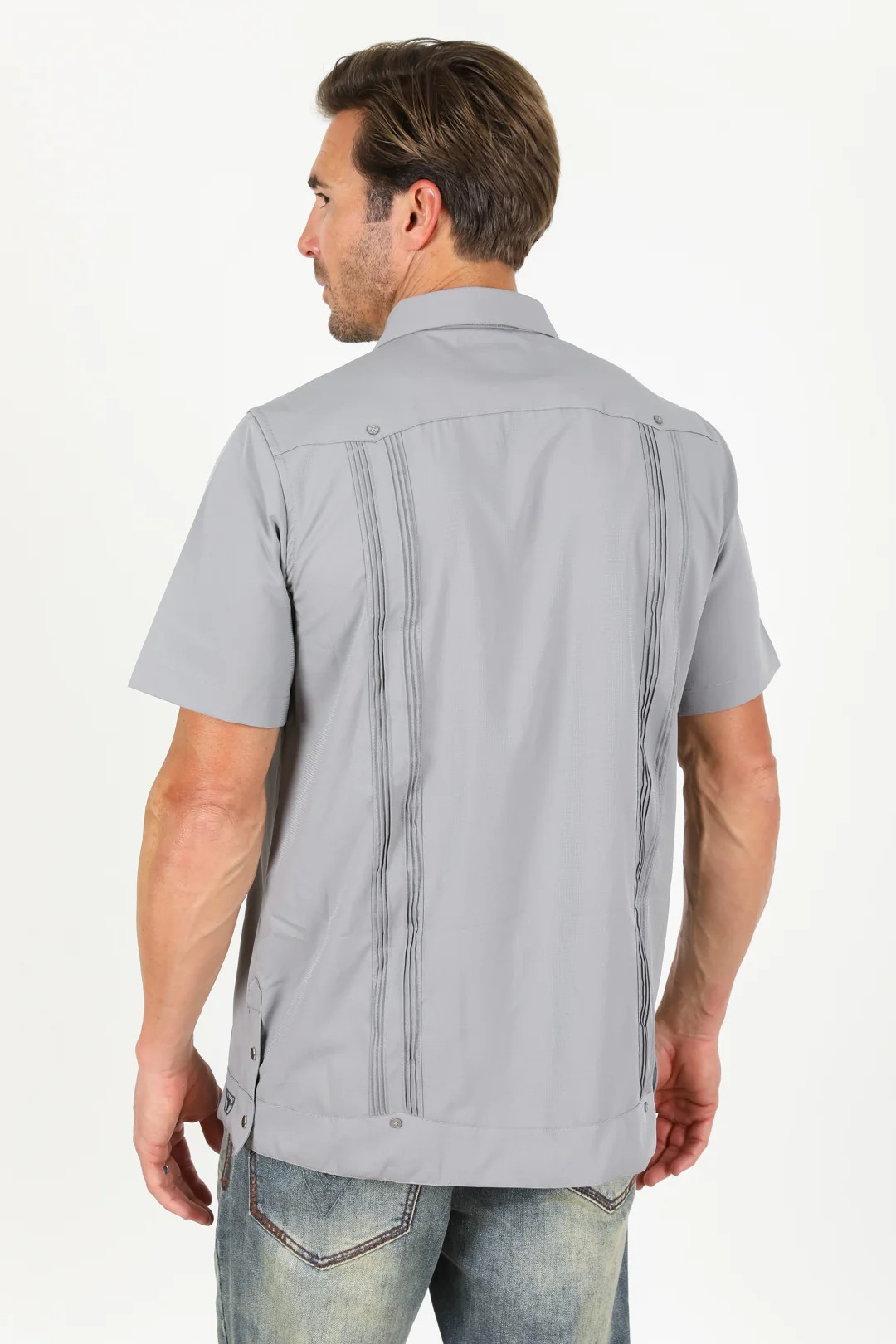 Men's Modern Light Gray GUAYABERA