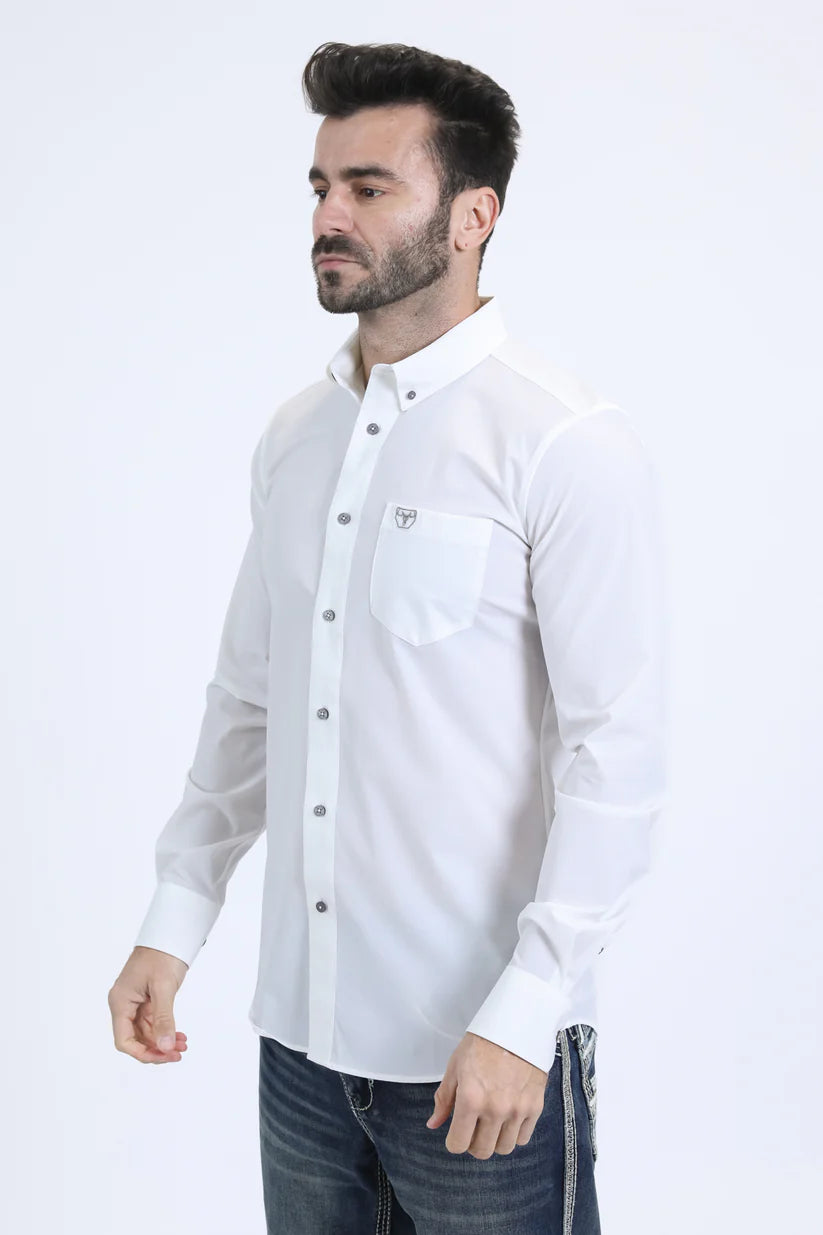 Men's Performance Long Sleeve White Shirt