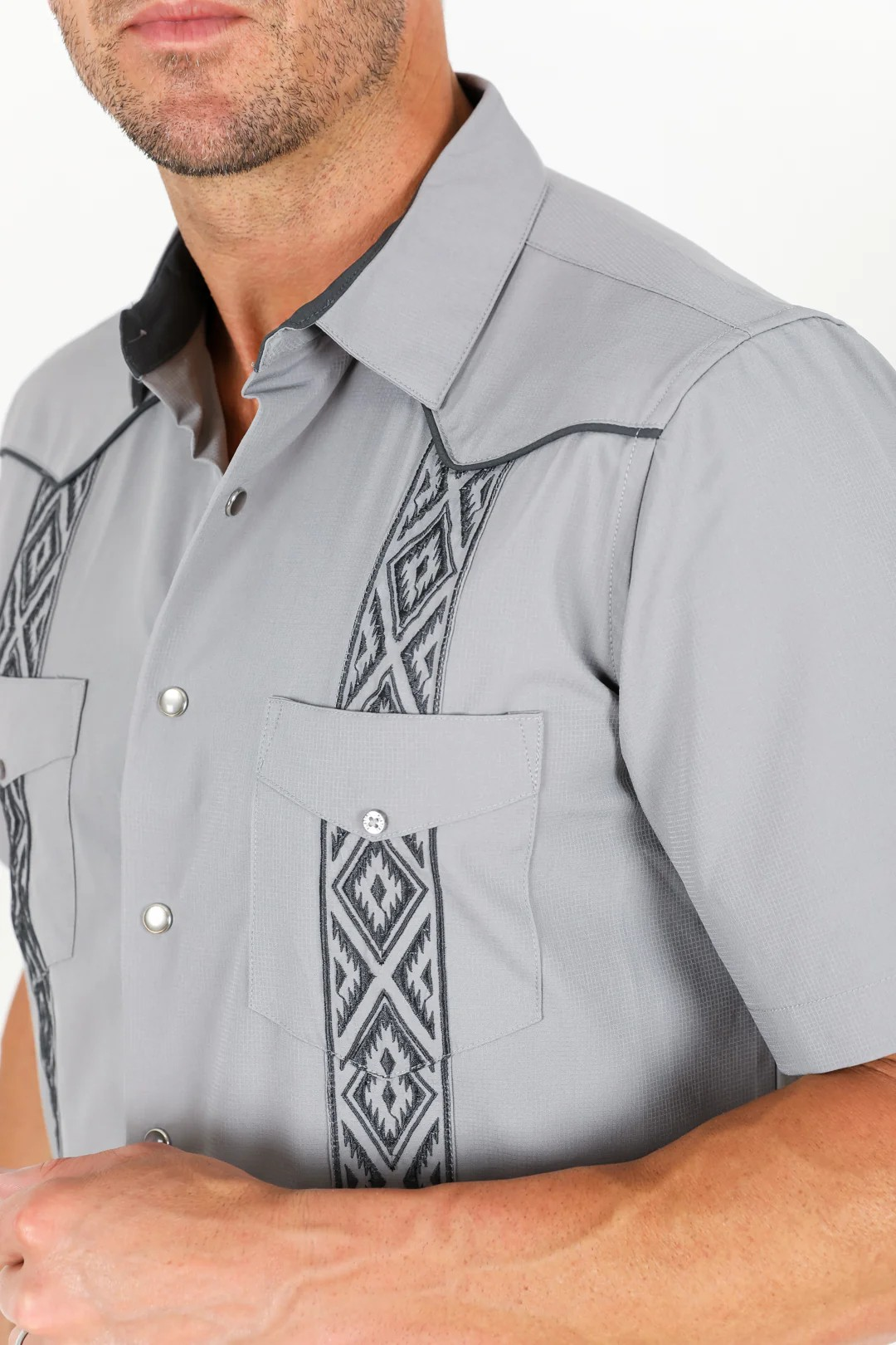 Men's Modern Light Gray GUAYABERA